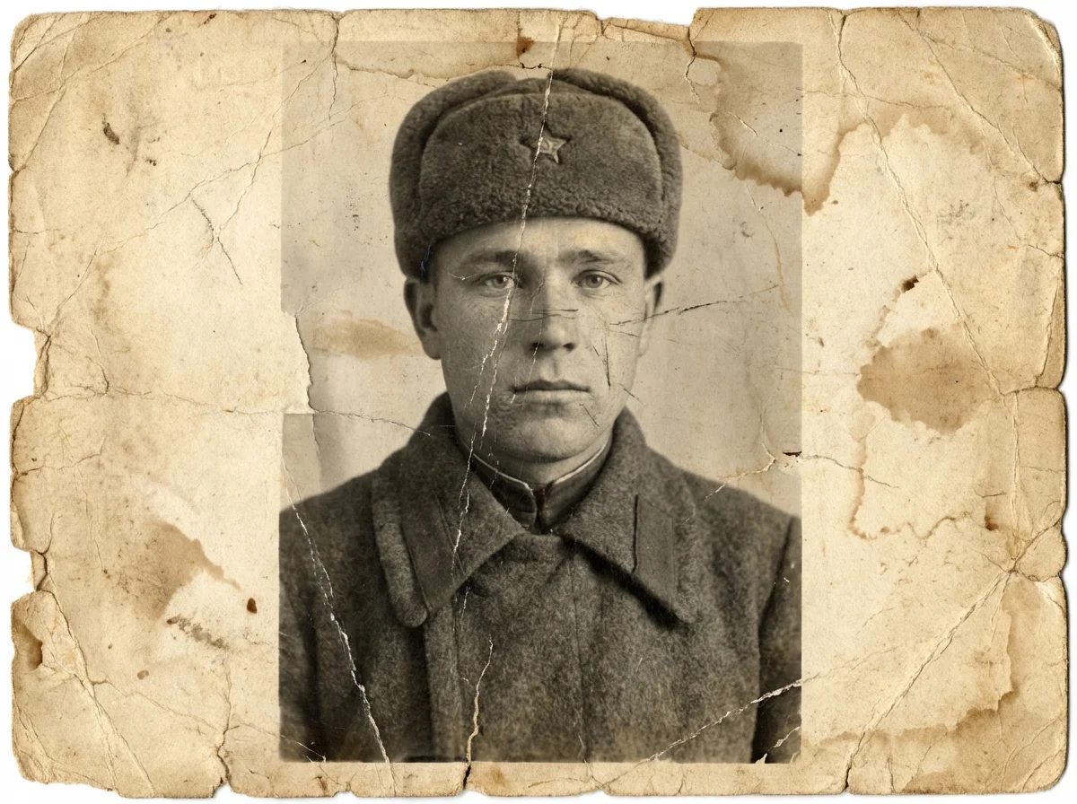 старая чёрно-белая фотография до реставрации